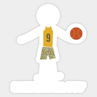 Funny Mens Basketball Player Illustration Sticker